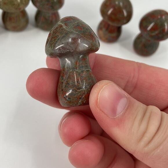 5 mini unakite stone mushrooms sold individually - Picture 1 of 6